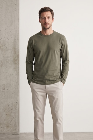 Elemge %100 Pamuk Süprem Basic Erkek T-shirt Compact Penye Tok Yumuşak Kumaş Normal Kalıp Terletmez Uzun Kollu Haki Sporcu Motorcu Tişört Body