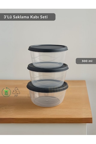 Jet's Home Yuvarlak 3'lü Saklama Kabı Bpa Free Derin Dondurucu İçin Uygun Beslenme Kabı 300 Ml Şeffaf