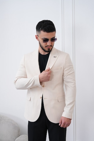 Dupont Classics Dupont Slim Fit Sivri Yaka 6 Drop Çift Yırtmaç Keten Blazer Ceket - Nefes Alabilen Hafif Erkek Ceket Sarı