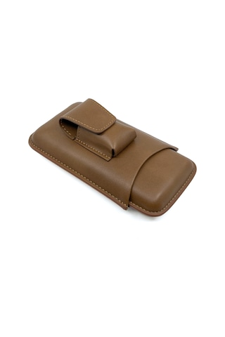 Firebird Üçlü Deri Puro Kılıfı Çakmaklık Cepli - Kahverengi