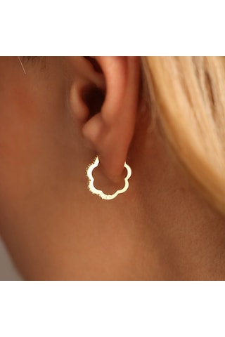 Sembol Gold Altın Halka Küpe Papatya Formlu 1.5 cm