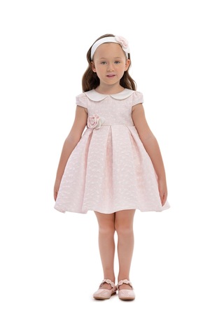 Kız Bebek Bandanalı Güpürlü Elbise Pembe 36172 Pembe