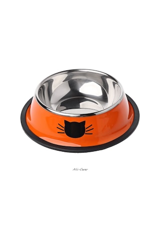 Sones Kaymaz Pet Paslanmaz Çelik Boyalı Kedi Maması Besleyici