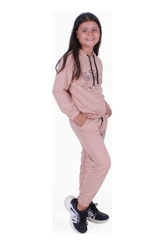 Fyk Kids Angel Baskı Detaylı Kız Çocuk Eşofman Takımı Kahverengi