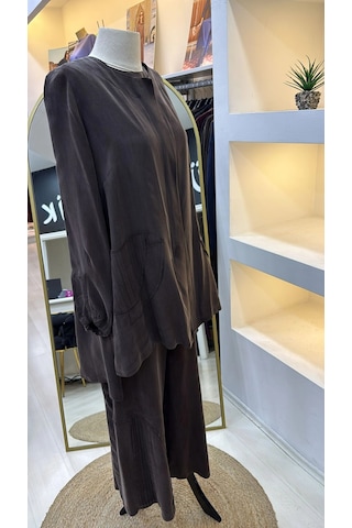 Misswhence Ceket Pantolon Üçlu Takım 39208 Kahve Kahverengi