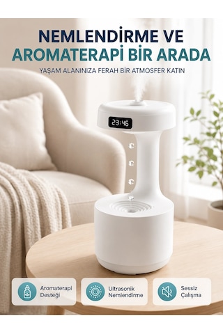 Mey İthalat Yağmur Damlası Hava Nemlendirici Ultrasonik Buhar Makinesi 800 Ml Aroma Difüzör