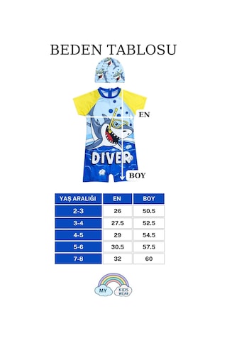 My Kids Wear Erkek Çocuk Deniz Kombini 2 Li Set Mayo, Havlu Ve Bone 12753 Beyaz - Mavi