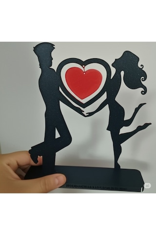 Romantik Çift Silüetli 3d Biblo - Dekoratif Aksesuar