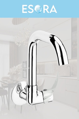 Mix Tekli Duvardan Köşe Borulu Lavabo Bataryası Musluğu Çeşmesi Krom