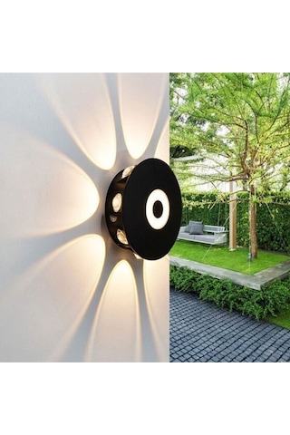7 Watt Gün Işığı Ledli Yaprak Işık Desenli Dekoratif İç Ve Dış Mekan Aplik, Modern Tasarım Armatür Beyaz - Siyah