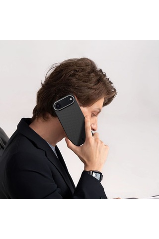 Apple Uyumlu iPhone 17 Air Kılıf M-safe Şarj Özellikli Wiwu Dcc-208 Aramid Armor Kapak Siyah Siyah