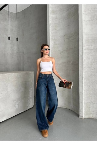 Zdnjeans .yeni Sezon Mom Kesim Kot Pantolon Koyu Mavi