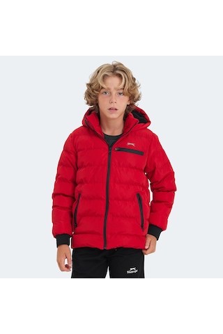 Slazenger CAPTAIN Çocuk Kapüşonlu Şişme Kırmızı Mont & Kaban