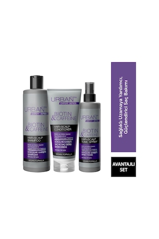 Urban Care Expert Biotin & Kafein Dökülme Karşıtı Şampuan 350 ML + Saç Kremi 200 ML + Tonik 200 ML
