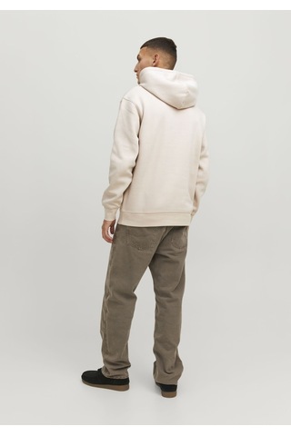 Jack & Jones Kapüşonlu Göğüs Baskılı Sweatshirt - Vesterbro 12241687 Moonbeam Krem