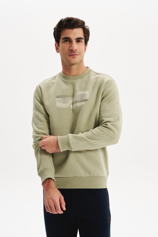 AR-MA Arma Erkek Regular Fit 3 İplik Kalın Kumaş Baskılı Bisiklet Yaka Sweatshirt K30124603002 Yeşil