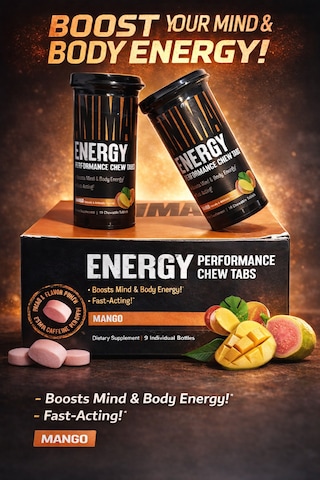 Universal Nutrition Animal Energy Preworkout Boosts Mind 16 Chews X 9 Bottle Karışık