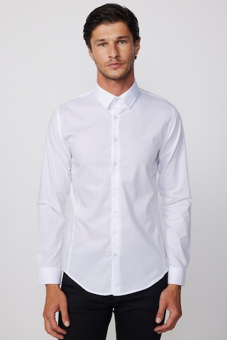 Tudors Slim Fit Arkadan Pensli Önden Kulplu Düz Trend Beyaz Erkek Gömlek-28231-beyaz Beyaz