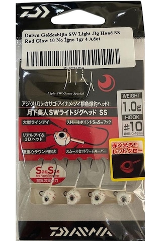 Daiwa Gekkabijin Sw Light Jig Head Ss Red Glow 10 No İğne 1gr 4 Adet