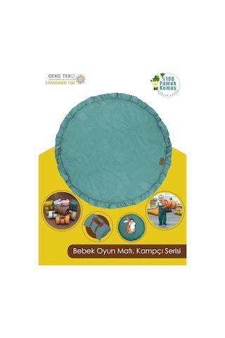 Mordesign Bebek/çocuk Oyun Halısı, Yenidoğan Emekleme Pedi, Aktivite Matı, Çok Amaçlı Minder, Kampçı Serisi 110 X 110 Yeşil