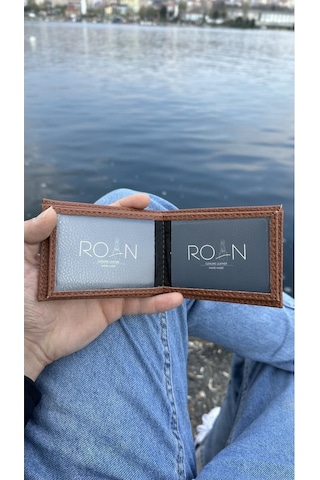 Roan Naturel Kutulu Vegan Deri Lüks Erkek Cuzdanı Hediyelik Paket Taba
