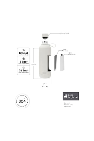 Karaca Aly Soft Touch Çelik Sızdırmaz Termos 500 Ml Beyaz Beyaz