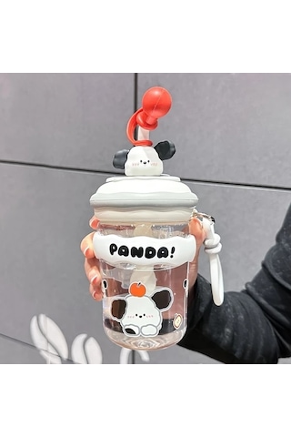 Wangxi Su Bardağı Gri 550 Ml Shake Bardağı Ilkbahar Yaz 2025 Yeni Sevimli Pipetli Buyuk Kapasiteli Isiya Dayanikli Karistirma Kupasi Gri 550 Ml Shake Bardağı