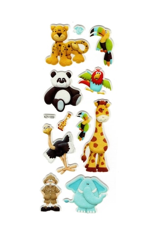 Sticker Kabartmalı Stiker Defter, Planlayıcı Kzy1059 16x7 Cm - Orman Hayvanları