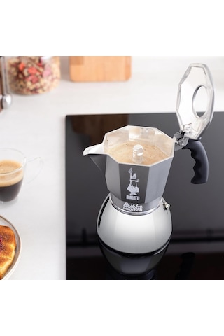 Bialetti - Brikka İndüksiyon: 4 Cups Ocak Üstü Bol Köpüklü Espresso Pişirici - 170ml - Alt Hazne: Dış Paslanmaz Çelik İç Alüminyum - Patentli Güvenlik Valfi - İndüksiyon Ocak Türleri İçin Uygundur Sk