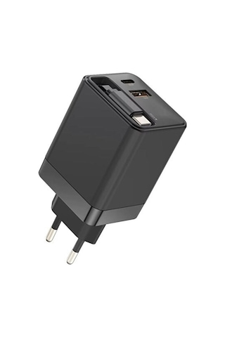 65w Süper Hızlı Şarj Cihazı Dahili Type-c Kablo Usb-c & Usb-a Çıkış Çoklu Cihaz Desteği