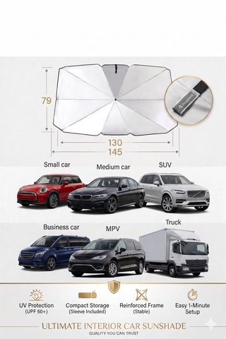 Autobase Araba Ön Cam Güneşlik Katlanabilir Şemsiye Gölgelik 79 Cm X 135 Cm 1