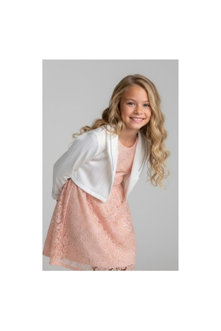 Fesshera Kids Kız Çocuk Dantel Elbise Bolero Ceket Takım 9-12 Yaş Somon
