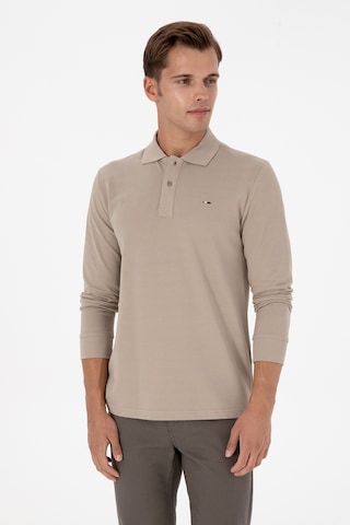 U.S. Polo Assn. Erkek Regular Fit Polo Yaka Koyu Bej Basic Sweatshirt 50315941-VR088
