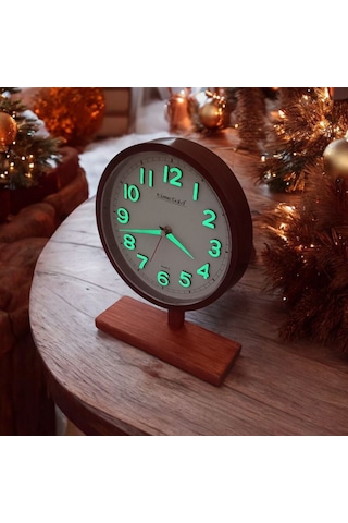 Fosforlu 3d Kabartma Rakam Eskitme Ahşap Ayaklı Ofis Masa Saati