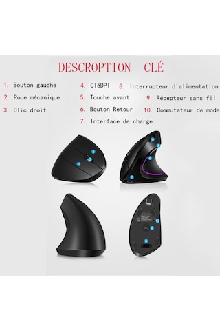 Kablosuz Dikey Fare, 6 Düğmeli Kablosuz Fare, Taşınabilir Dikey Kablosuz Fare, Kablosuz Fare