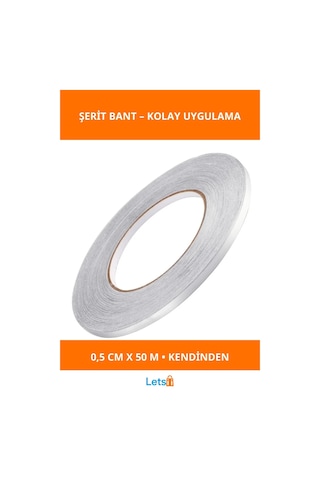 Kendinden Yapışkanlı Çok Amaçlı Gri Fayans Arası Şerit Bant 0.5 Cm 50 Metre 1 Adet