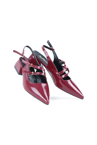 Ayakkabımood S.p 4 Cm Arka Açık Sivri Burun Rugan Kadın Ayakkabı Bordo