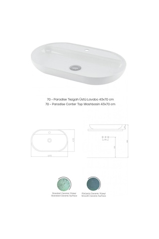 Karen Banyo Paradise 70 CM Tezgah Üstü Lavabo