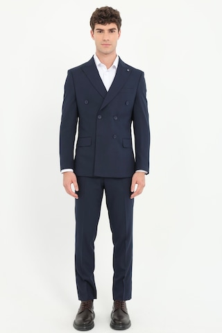 Dufy Erkek Slim Fit Sivri Yaka Lacivert Takım Elbise-25787