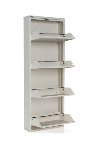 Ceha Kilitli 4'lü Metal Ayakkabılık Beyaz - K.AYK-4 /AB9010/KL