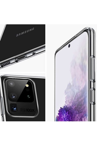 Samsung Uyumlu Galaxy S20 Ultra Kilif Seffaf Silikon Hibrit Case 417922031