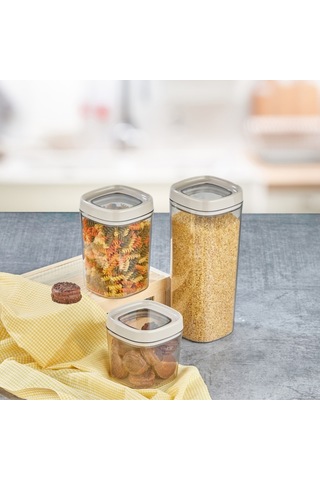 Ceronni Bonny Erzak Saklama Kabı 3lü Set 1,8lt - 1lt - 600ml Bej Bej