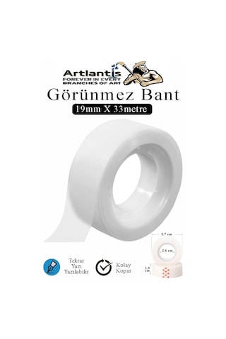 Görünmez Bant 19x33 Metre 1 Adet Şeffaf Görünmez Bant Aydınger Yazılabilir Mat Bant Büro Bandı Selefon Bant 1