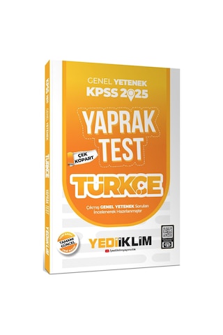 Yediiklim Yayınları 2025 Kpss Genel Yetenek Türkçe Çek Kopart Yaprak Test