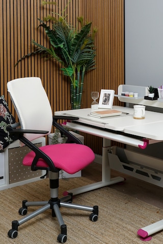 Creo Mobili Yükseklik Ve Sırt Ayarlı Vega Çalışma Sandalyesi, Ofis Ve Bilgisayar Koltuğu Beyaz/fuşya Gri