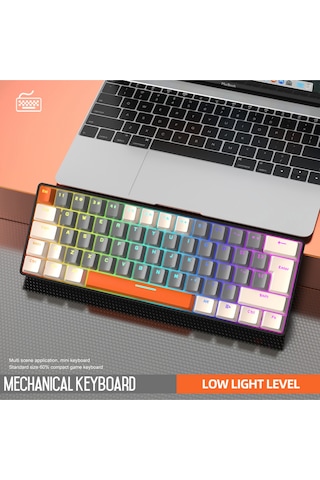 T60 Mini Rgb Oyun Klavyesi Gaming Mekanik 62 Tuşlu 18 Rgb Led Usb Tip-c Kablosu