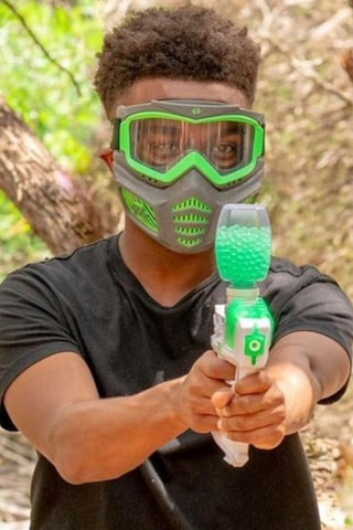 Gel Blaster Elite Glow Trim Işıklı Tam Yüz Koruyucu Maske Gri-yeşil