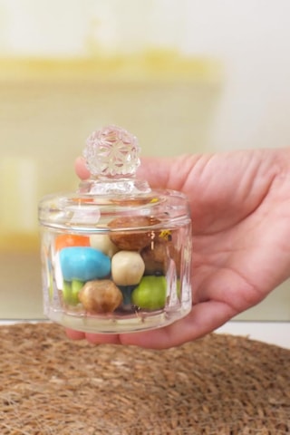 Lexroo Lüx Kristal Mini Cam Şekerlik & Cam Lokumluk, Kesme Cam Lüx Şekerlik 7.5cm 9.2cm - 06644 Çok Renkli