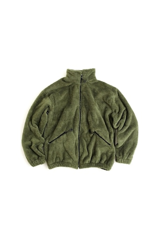 Fifty Color Haki Peluş Dik Yaka Cepleri Fermuarlı Oversize Peluş Ceket Haki