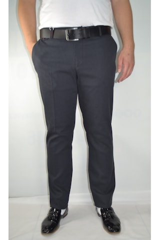 Battal Erkek Cizgili Reguler Pamuk Pantolon Siyah